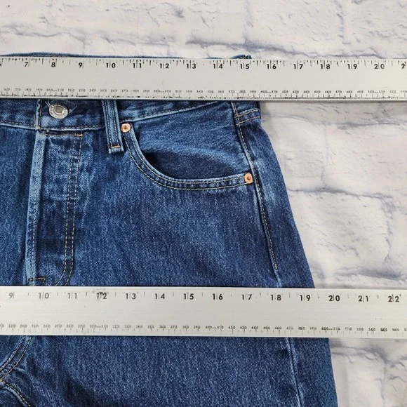 Levis 501 Premium MENS 30X32 Big E Jeans Blue Denim Straight Button Fly - Picture 5 of 13